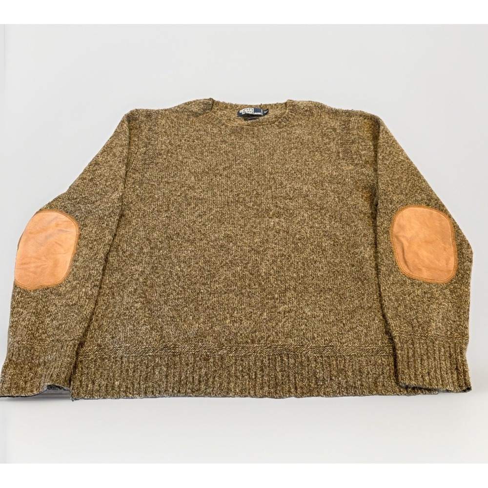 Vintage Polo Ralph Lauren Men's 2XL Wool Sweater Elbow Patches